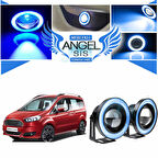 Ford Tourneo Courier Uyumlu, Universal Mercekli Led Angel Sis Farı, 76mm Buz Mavi Renk