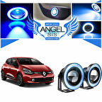 Renault Clio 4 Uyumlu, Universal Mercekli Led Angel Sis Farı, 76mm Buz Mavi Renk