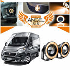 Fiat Ducato Uyumlu, Universal Mercekli Led Angel Sis Farı, 76mm Turuncu Renk