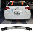 Audi A3 2003-2007 Difüzör Arka Tampon Eki 4 Egzoz Çıkışlı Gri