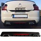 Citroen C-elysee Difüzör Arka Tampon Eki 2 Egzoz Çıkışlı Siyah Reflektörlü