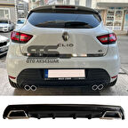 Renault Clio 4 Difüzör Arka Tampon Eki 2 Egzoz Çıkışlı Siyah Lüx Tip)