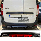 Dacia Dokker Difüzör Arka Tampon Eki 2 Egzoz Çıkışlı Kırmızı Lüx Tip