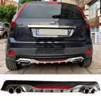 Ford Fiesta 2003-2008 Difüzör Arka Tampon Eki 4 Egzoz Çıkışlı Gri Reflektörlü