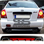 Hyundai Accent Admire Difüzör Arka Tampon Eki 2 Egzoz Çıkışlı Kırmızı Lüx Tip