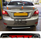 Hyundai Accent Blue Difüzör Arka Tampon Eki 2 Egzoz Çıkışlı Kırmızı Lüx Tip