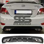 Hyundai Accent Blue Difüzör Arka Tampon Eki 2 Egzoz Çıkışlı Siyah