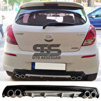 Hyundai i20 Difüzör Arka Tampon Eki 4 Egzoz Çıkışlı Gri Lüx Tip