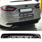 Ford Mondeo MK4 Difüzör Arka Tampon Eki 2 Egzoz Çıkışlı Gri Lüx Tip
