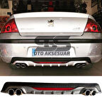 Peugeot 407 Difüzör Arka Tampon Eki 4 Egzoz Çıkışlı Gri Reflektörlü