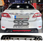 Toyota Corolla 2007-2012 Difüzör Arka Tampon Eki 4 Egzoz Çıkışlı Gri Lüx Tip