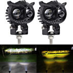 Üniversal 2,5 İnç Amber-Beyaz Baykuş Sis Farı Araç Motosiklet Ofroad Uyumlu 2 Adet