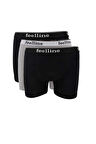 biçomi 3 adet Feelline Siyah ve Gri Pamuklu Doğal Likralı Erkek Boxer