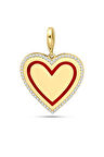 Altın Kırmızı Mineli Kalp Kolye Ucu
