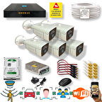 5 Kamerali Set - Araç İnsan Yüz Hareket Algılayan 24 Smd Led 5MP Sony Lensli 1080P Metal Kasa Güvenlik Kamerasi Seti 6224