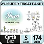 Sleepy Bio Natural Premium PLus 2'li Süper Fırsat Paketi Bebek Bezi 5 Numara Junior 174 Adet