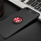 iPhone 7 Plus Kılıf Yüzüğü Stant ve Araç Tutucu Olabilen Şık Esnek Premium Silikon Kapak RYC/Ravel