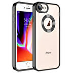 iPhone SE 2020 Kılıf Kenarları Lazer Renkli ve Logo Detaylı Şık Esnek Premium Silikon Kapak RYC/Omega