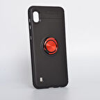 Samsung Galaxy A10 Ultra Koruma Sağlayan Stant Özellikli Yüzüklü Ravel Silikon Kılıf