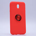 Samsung Galaxy J7 Pro Ultra Koruma Sağlayan Stant Özellikli Yüzüklü Ravel Silikon Kılıf