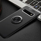 Samsung Galaxy S10 Ultra Koruma Sağlayan Stant Özellikli Yüzüklü Ravel Silikon Kılıf