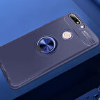 Huawei Y7 2018 Ultra Koruma Sağlayan Stant Özellikli Yüzüklü Ravel Silikon Kılıf