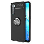 Oppo Reno 3 Kılıf Yüzüğü Stant ve Araç Tutucu Olabilen Şık Esnek Premium Silikon Kapak RYC/Ravel