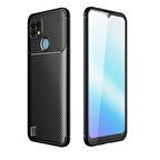 Realme C25 Kılıf Karbon Desenli Şık Tamia Premium Silikon Kapak