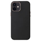 iPhone 12 Kılıf PU Deri ve Kadife Kaplamalı Eyzi Premium Kapak