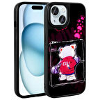 iPhone 14 Kılıf Şirin Hayvan Figürlü ve Simli Sert Silikon Kapak Royal Case/Amas