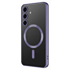 Samsung Galaxy S24 FE Kılıf M-Safe Destekli ve Kenarları Parlak Arkası Şeffaf Şık Silikon Kapak Royal Case/Demre