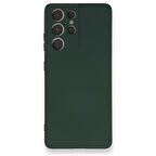 Samsung Galaxy S21 Ultra Kılıf İçi Kadife Kaplı Nano Silikon Kapak - Koyu Yeşil