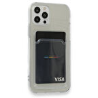 iPhone 12 Pro Kılıf Kart Hazneli Şeffaf Silikon Kapak