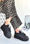 BİÇOMİ Leope Siyah Cilt Bağcıklı Spor Ayakkabı