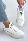 BİÇOMİ Hley Beyaz Rugan Paraşüt Detaylı Bağcıklı Spor Ayakkabı