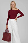 BİÇOMİ Tek Omuz İpli Bluz Bordo t4328