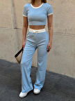 BİÇOMİ Crop pantolon biyeli takım mavi
