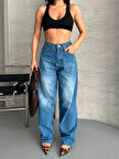 BİÇOMİ Baggy süper taş bıyık yıkama mavi jeans pantolon d2007