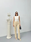 BİÇOMİ Düğmeli Palazzo pantolon bej p170091