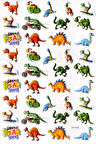 Sticker Kabartmalı A4 Boyutunda Stiker Defter, Planlayıcı Etiket-(lim518) - Çılgın Motorcu Dinazorlar