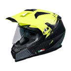 Sway X60 Solid Full Face Enduro Touring Adventure Kapalı Motosiklet Kaskı L Beden Sarı Siyah