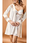 Kadın Saten Kimono & Gecelik İkili Takım L.N0.U1.RT.22