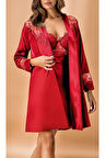 Kadın Saten Kimono & Gecelik İkili Takım L.N0.U1.RT.22