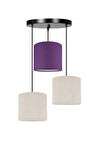3lü Krem Mor Krem Kumaş Abajur Sarkıt Avize Modern Dekoratif Tasarım 