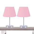 A&G Krom Gövdeli İkili Abajur Seti Kumaş Başlık