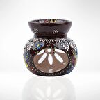 El Yapımı Çini Desenli Lotus Buhurdanlık, Seramik Koku Lambası, Çinili Uçucu Yağ Yakıcı Buhur