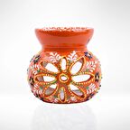 El Yapımı Çini Desenli Lotus Buhurdanlık, Seramik Koku Lambası, Çinili Uçucu Yağ Yakıcı Buhur