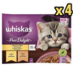 Whiskas Pouch Güveç Eti Çeşitli Yavru Kedi Konservesi 85gr 4 lü Paket x 4 Adet