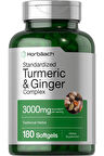 Horbäach Turmeric and Ginger Supplement | 3000 Mg 180 Softgel Pills