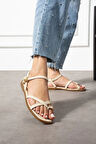 Nordi Bej Cilt Kemerli Sandalet